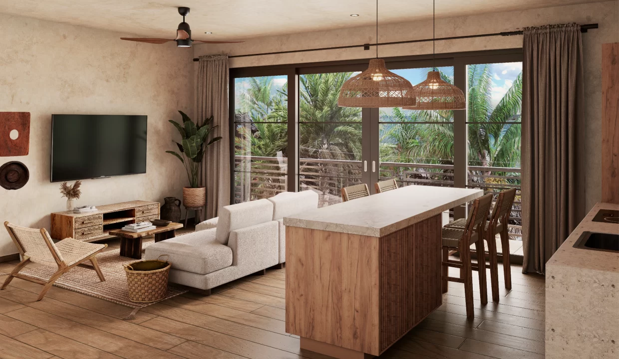 Namaste living room and balcony